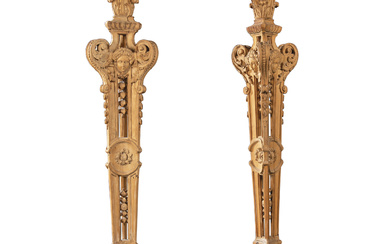 A PAIR OF LOUIS XIV CARVED PINE TORCHERES CIRCA 1710, POSSIBLY NORTH EUROPEAN, FORMERLY GILT
