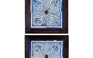 A PAIR OF SMALL PANELS WITH TILES
