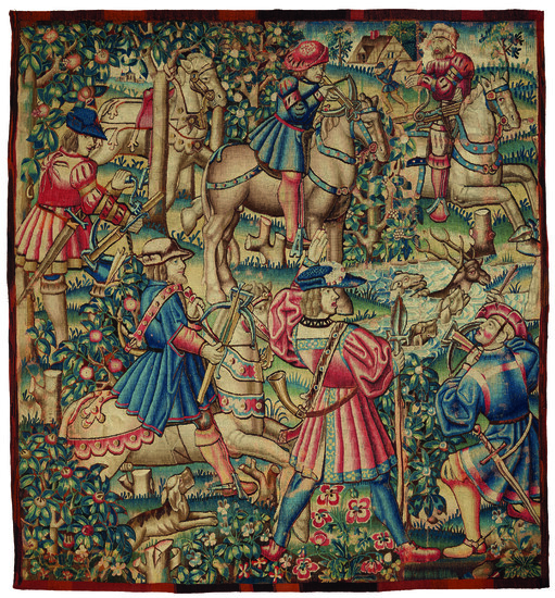 A PASTORAL CHASSE DE CERF TAPESTRY
