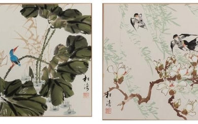 A Pair of Chinese Ink and Color Paintings on Paper