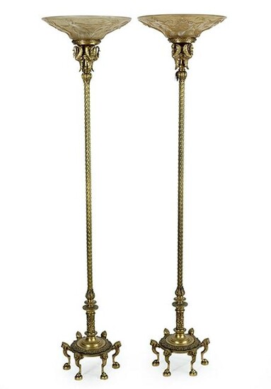 A Pair of Gilt Bronze Torchieres.