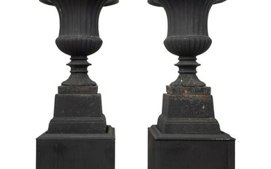 A Pair of Neoclassical Style Black-Painted Cast-Iron