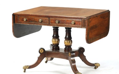 A REGENCY FIGURED ROSEWOOD BRASS INLAID SOFA TABLE with...