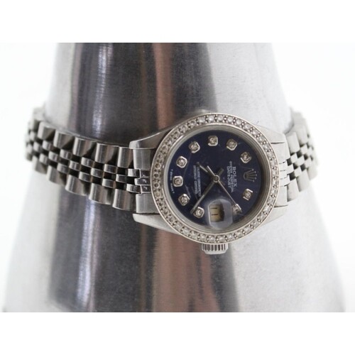 A ROLEX OYSTER PERPETUAL DATEJUST LADY'S STAINLESS STEEL WRI...