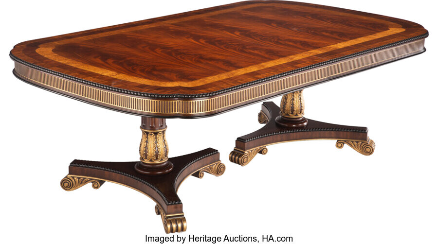 A Regency-Style Mahogany and Parcel GIlt Dining Table