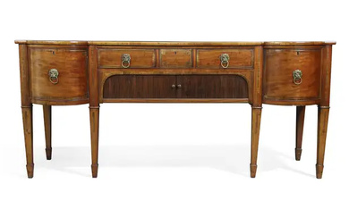 A Regency mahogany sideboard, first quarter 19th century, rosewood and brass inlaid,...