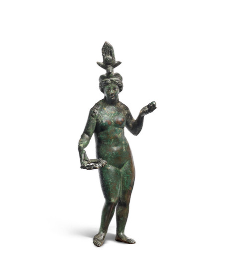 A Romano-Egyptian bronze figure of Isis-Aphrodite