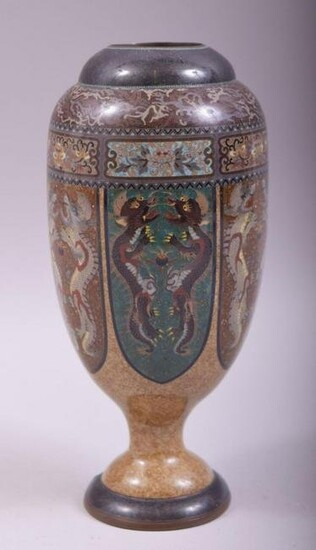 A SMALL JAPANESE CLOISONNE VASE, decorated with panels