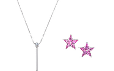 A Set of Pink Sapphire, Diamond and Platinum Jewels, Tiffany & Co., circa 2004
