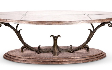 A UNIQUE LARGE CAST IRON CENTRE TABLE, CREATED BY KEN BOLAN, INCORPORATING 19TH CENTURY ELEMENTS