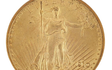 A USA gold $20 coin, 1910, in slab case from...