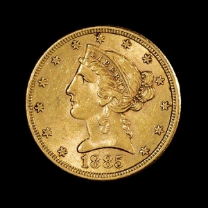 A United States 1885-SLiberty Head $5 Gold Coin