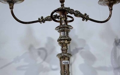 A VICTORIAN SILVER PLATED CANDELABRUM