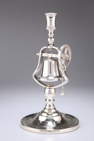 A VICTORIAN SILVER-PLATED TAVERN SERVICE CANDLESTICK