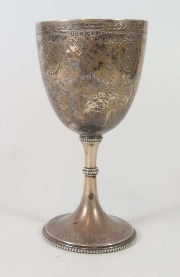 A Victorian Silver Goblet with chased harebell and foliate d...