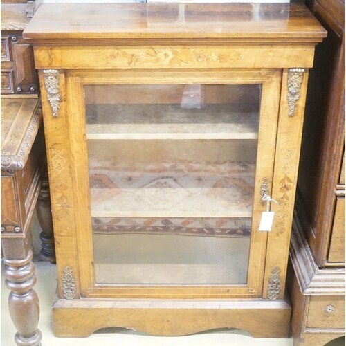 A Victorian inlaid walnut pier cabinet, width 80cm depth 33c...
