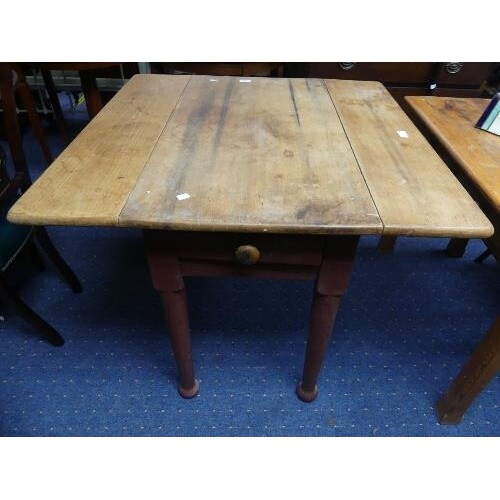 A Victorian pine Pembroke Table, with single frieze drawer a...