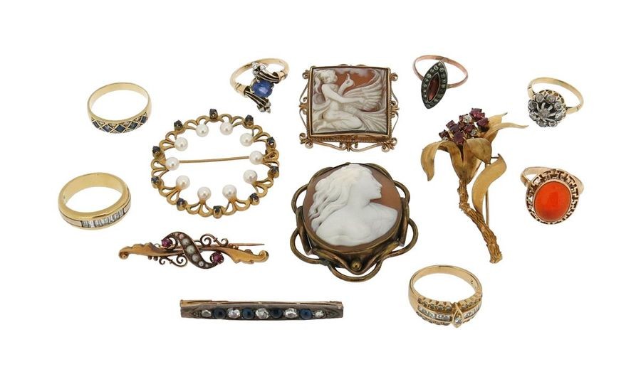 A Victorian sapphire and diamond bar brooch, a...