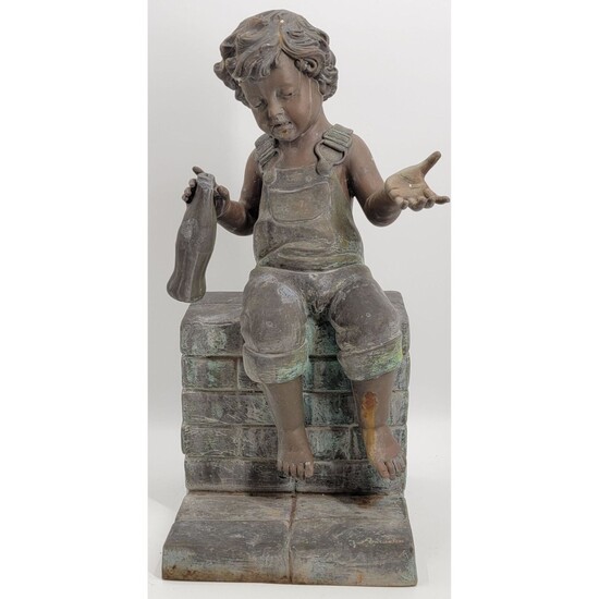 A Vintage Bronze Water Fountain Signed "A GIRL w/ CO"