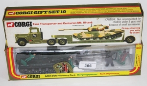 A boxed Corgi gift set 10 (GS10) Tank Transporter and Centur...