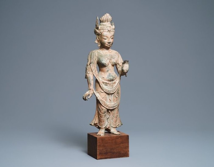 A bronze figure of a deity, Southeast Asia,...