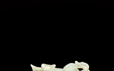 A celadon jade 'magnolia' carving, Qing dynasty, 18th - 19th century | 清十八至十九世紀 青玉雕玉蘭花式擺件