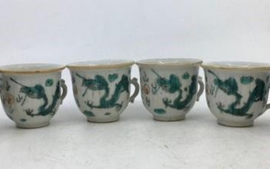 A collection of Qing dynasty Famile verte Chinese porcelain cups