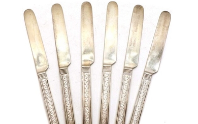 A collection of six American silver fruit knives