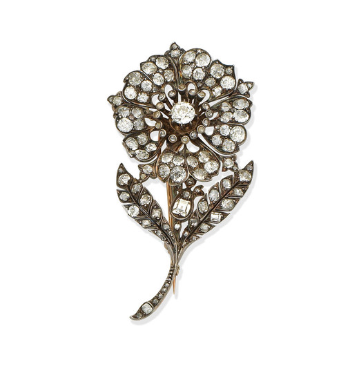 A diamond flower brooch,, circa 1890