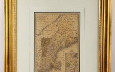 A framed 1844 Mitchell map of New England