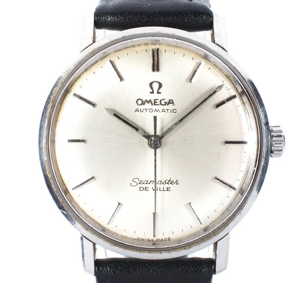 A gents Omega Seamaster de ville Automatic wristwatch, the silvered dial with batons denoting hours