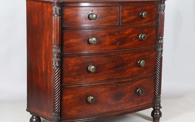 A good early Victorian mahogany bowfront chest of drawers, in the manner of Gillows of Lancaster, th