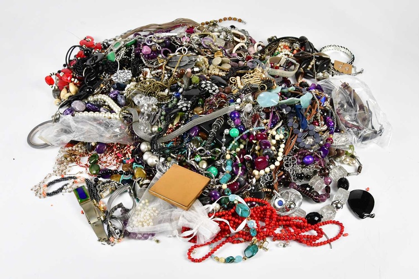 A huge collection of costume jewellery, including many necklaces, beads,...