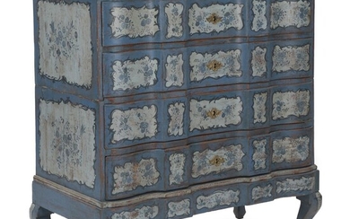 SOLD. A large Danish Baroque chest-of-dreawers; painted decoration partially original. Last half of the 18th century. H. 123 cm. W. 120 cm. D. 61 cm. – Bruun Rasmussen Auctioneers of Fine Art