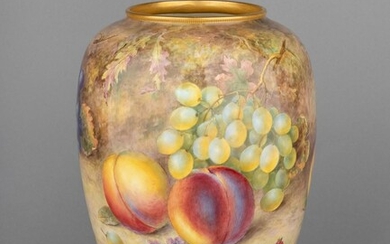 A large Royal Worcester ovoid vase painted all over with fruit, 12 in. (30.5 cm.) h.