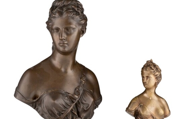 A larger and a smaller bronze bust of Diana, both after Houdon, H 27 -...