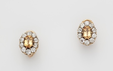 A pair of 18k gold Belle Epoque yellow topaz and diamond earrings.