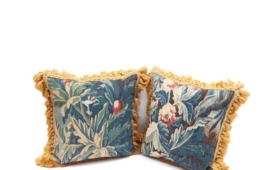 A pair of cushions of verdure tapestry 18th century, Aubusson...