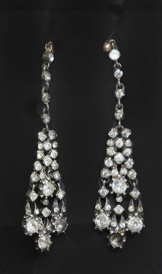 A pair of early 20th century Georgian style girandole paste drop earrings