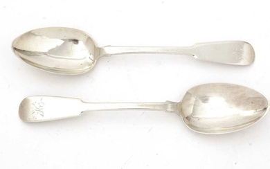 A pair of silver Scottish Provincial dessert spoons.