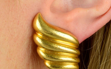 A pair of stylised shell earrings, by Zolotas.