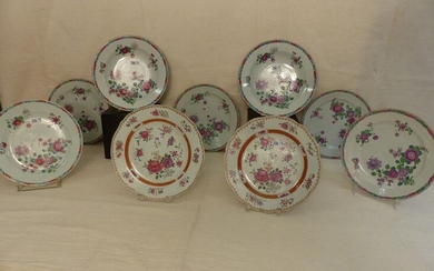 A series of 9 different Chinese porcelain plates. Period: 18th century. (* to one)
