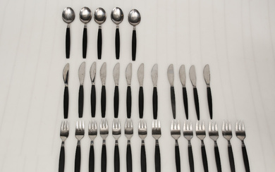A set of 31 cutlery, bakelite and stainless steel. Sweden, third quarter of 20th century.