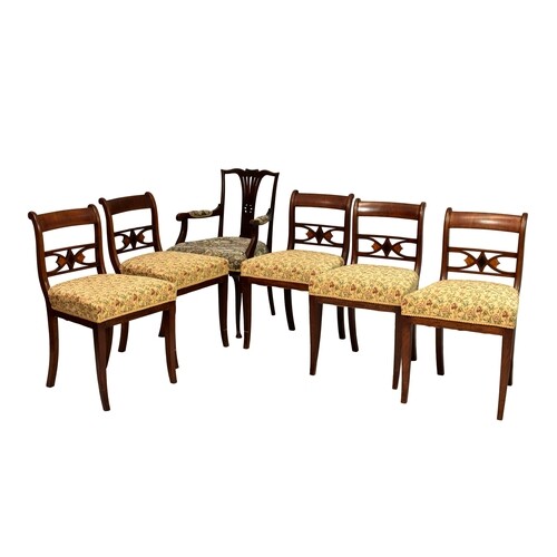 A set of five early 19th century mahogany label back dining ...