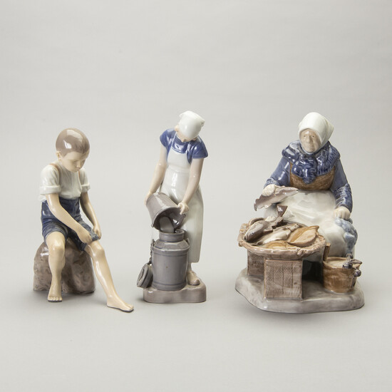 A set of three porcelain figurines Bing & Gröndahl later part of the 20th century