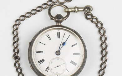 A silver cased keywind open-faced gentleman's pocket watch, the gilt fusee movement with lever