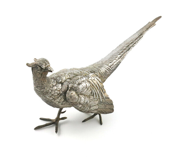 A silver model of a pheasant