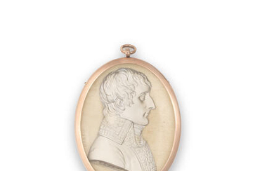 A small gold-mounted glass pendant with cristallo-ceramie portrait of Napoleon Bonaparte