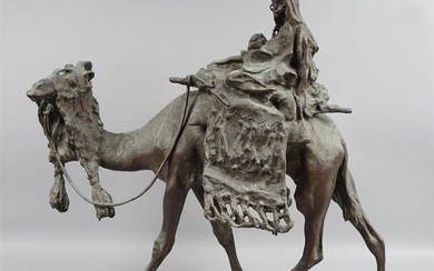 AFTER ERNESTO BAZZARO (ITALIAN, 1859-1905), BRONZE GROUP OF FLIGHT INTO EGYPT, OR BEDOUIN MATERNITY