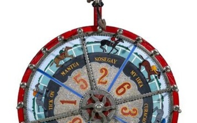 AN EARLY 20TH CENTURY 35-INCH TABLETOP GAME WHEEL